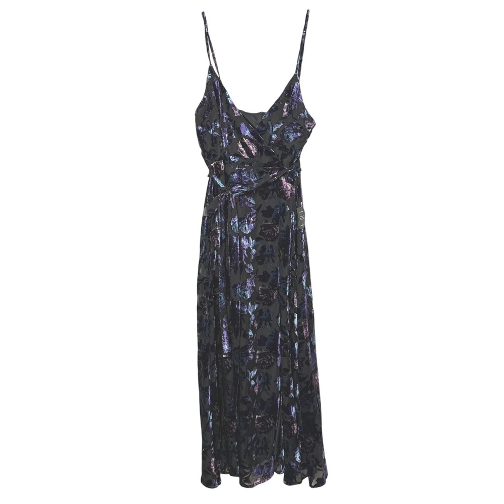 Lulus Pretty Companion Black Floral Velvet Burnout Maxi Dress 1X NWT Evening